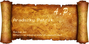Aradszky Patrik névjegykártya